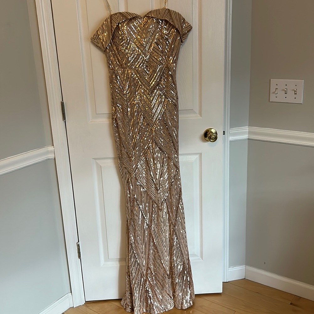 Gold sequin formal dress
